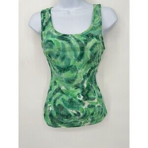 Y2k‎  Womens S green  Stretchy   tie dye T Shirt Top INC  beaded cami t shirt